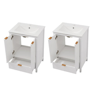 English Elm 48" Double Mdf Bathroom Vanity Set with Undermount Sinks and Soft Close Storage N817P339018K