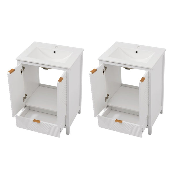 English Elm 48" Double Mdf Bathroom Vanity Set with Undermount Sinks and Soft Close Storage N817P339018K