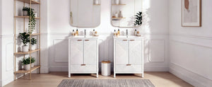 English Elm 48" Double Mdf Bathroom Vanity Set with Undermount Sinks and Soft Close Storage N817P339018K