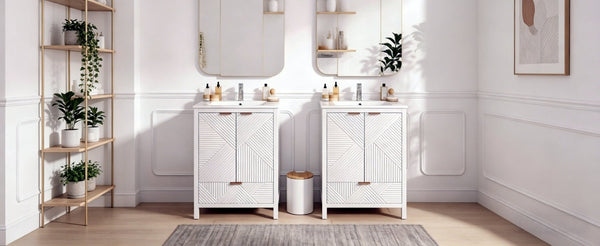 English Elm 48" Double Mdf Bathroom Vanity Set with Undermount Sinks and Soft Close Storage N817P339018K