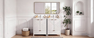 English Elm 48" Double Mdf Bathroom Vanity Set with Undermount Sinks and Soft Close Storage N817P339018K