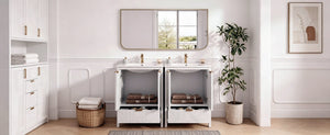 English Elm 48" Double Mdf Bathroom Vanity Set with Undermount Sinks and Soft Close Storage N817P339018K