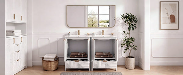 English Elm 48" Double Mdf Bathroom Vanity Set with Undermount Sinks and Soft Close Storage N817P339018K