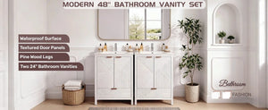 English Elm 48" Double Mdf Bathroom Vanity Set with Undermount Sinks and Soft Close Storage N817P339018K