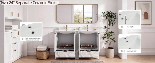 English Elm 48" Double Mdf Bathroom Vanity Set with Undermount Sinks and Soft Close Storage N817P339018K