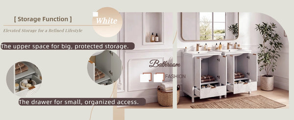 English Elm 48" Double Mdf Bathroom Vanity Set with Undermount Sinks and Soft Close Storage N817P339018K