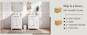 English Elm 48" Double Mdf Bathroom Vanity Set with Undermount Sinks and Soft Close Storage N817P339018K