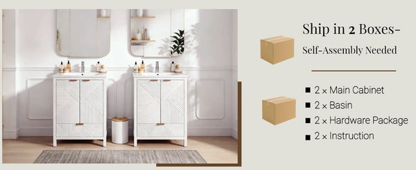 English Elm 48" Double Mdf Bathroom Vanity Set with Undermount Sinks and Soft Close Storage N817P339018K