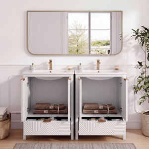 English Elm 48" Double Mdf Bathroom Vanity Set with Undermount Sinks and Soft Close Storage N817P339018K