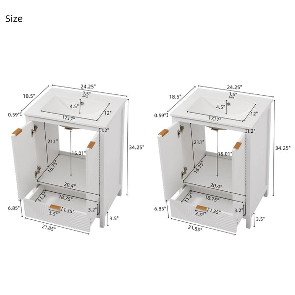 English Elm 48" Double Mdf Bathroom Vanity Set with Undermount Sinks and Soft Close Storage N817P339018K