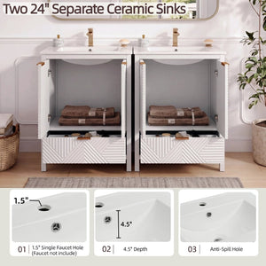 English Elm 48" Double Mdf Bathroom Vanity Set with Undermount Sinks and Soft Close Storage N817P339018K