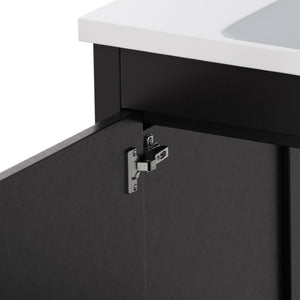 English Elm 36 Inch Freestanding Bathroom Vanity with Fluted Matte Cabinet and Resin Sink Top Black 36 Inch N817P472976B