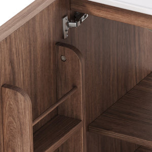 English Elm 36 Inch Freestanding Bathroom Vanity with Fluted Matte Cabinet and Resin Sink Top Walnut Brown 30 Inch N817P473078D