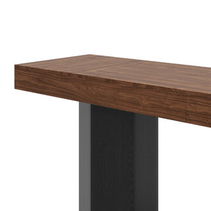 English Elm Modern Geometric Pedestal Bar Table with Wood Grain Top and Metal Footrest for Home Walnut N820P483795D