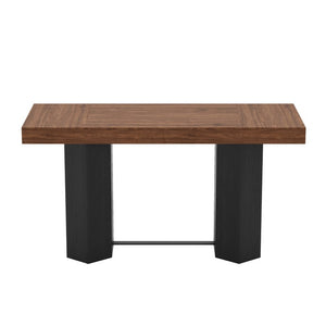 English Elm Modern Geometric Pedestal Bar Table with Wood Grain Top and Metal Footrest for Home Walnut N820P483795D