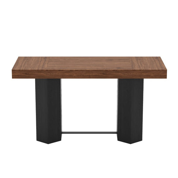 English Elm Modern Geometric Pedestal Bar Table with Wood Grain Top and Metal Footrest for Home Walnut N820P483795D