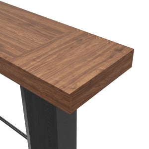 English Elm Modern Geometric Pedestal Bar Table with Wood Grain Top and Metal Footrest for Home Walnut N820P483795D
