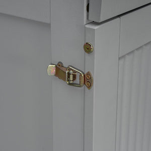 English Elm Murphy Freestanding Queen Bed Cabinet with Faux Drawer Facade and Integrated Headboard Shelf Gray N820S00028E-1