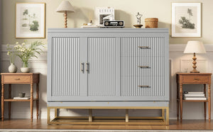 English Elm Murphy Freestanding Queen Bed Cabinet with Faux Drawer Facade and Integrated Headboard Shelf Gray N820S00028E-1