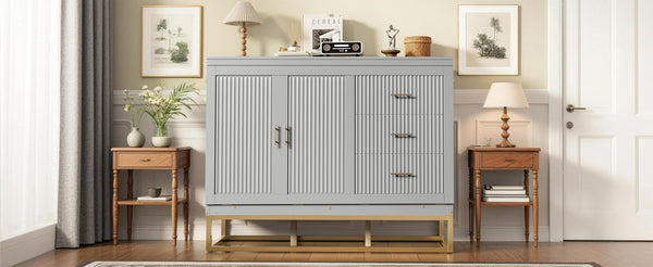 English Elm Murphy Freestanding Queen Bed Cabinet with Faux Drawer Facade and Integrated Headboard Shelf Gray N820S00028E-1