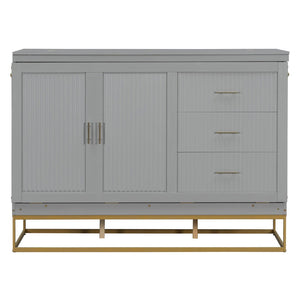English Elm Murphy Freestanding Queen Bed Cabinet with Faux Drawer Facade and Integrated Headboard Shelf Gray N820S00028E-1