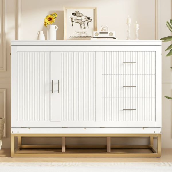 English Elm Murphy Freestanding Queen Bed Cabinet with Faux Drawer Facade and Integrated Headboard Shelf White N820S00028K-1
