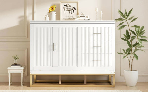 English Elm Murphy Freestanding Queen Bed Cabinet with Faux Drawer Facade and Integrated Headboard Shelf White N820S00028K-1