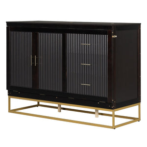English Elm Murphy Queen Cabinet Bed Freestanding Espresso Finish with Headboard Shelf Metal Legs N820S00028P-1