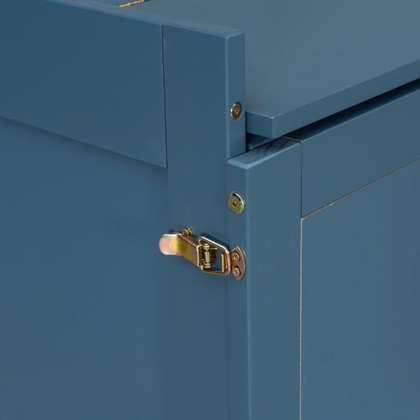 English Elm Queen Murphy Bed Shaker Cabinet Pinewood MDF Gold Iron Legs Space Saving Modern Blue N820S00035C-1