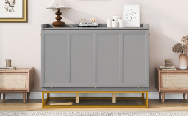 English Elm Queen Murphy Bed Shaker Cabinet with Iron Legs Pinewood Guest Room Space Saver N820S00035E-1