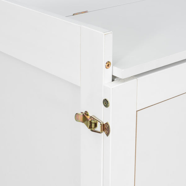 English Elm Queen Murphy Bed Shaker Cabinet Pinewood MDF Gold Iron Legs Space Saving Modern White N820S00035K-1