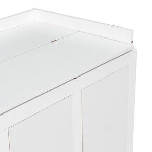 English Elm Queen Murphy Bed Shaker Cabinet Pinewood MDF Gold Iron Legs Space Saving Modern White N820S00035K-1