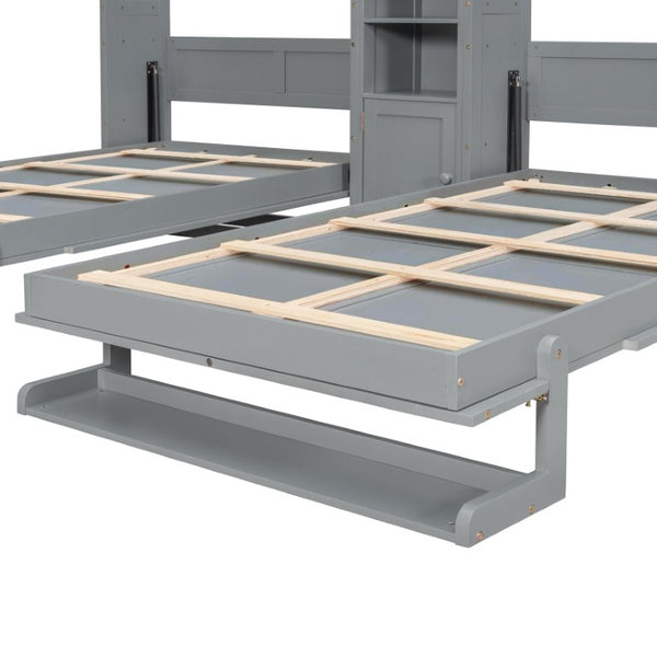 English Elm Twin Over XL Bunk Bed with Built-In Shelves and Guardrail Basket for Kids Gray 109.3 L x 79.6 W x 83.1 H N820S00058E-2
