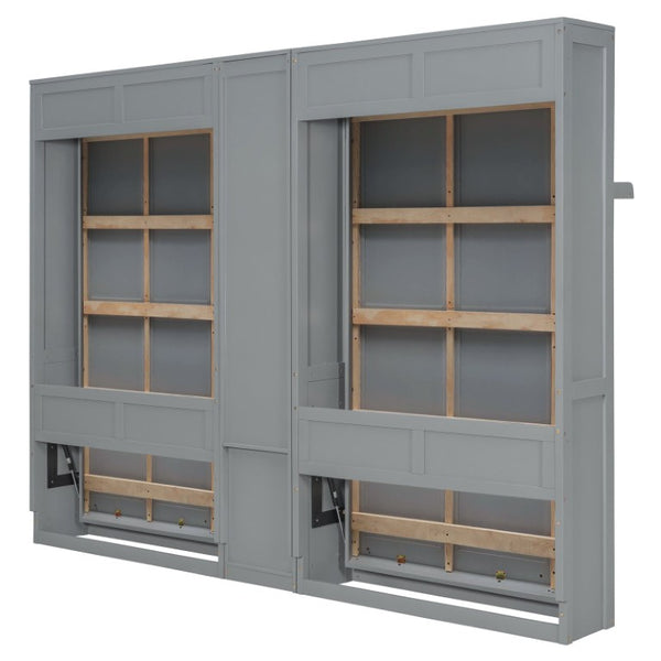 English Elm Twin Over XL Bunk Bed with Built-In Shelves and Guardrail Basket for Kids Gray 109.3 L x 79.6 W x 83.1 H N820S00058E-2