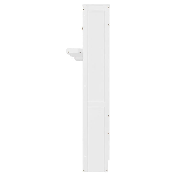English Elm Twin Over XL Bunk Bed with Built-In Shelves and Guardrail Basket for Kids White 109.3 L x 79.6 W x 83.1 H N820S00058K-2