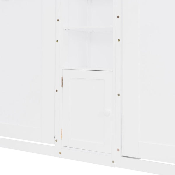 English Elm Twin Over XL Bunk Bed with Built-In Shelves and Guardrail Basket for Kids White 109.3 L x 79.6 W x 83.1 H N820S00058K-2