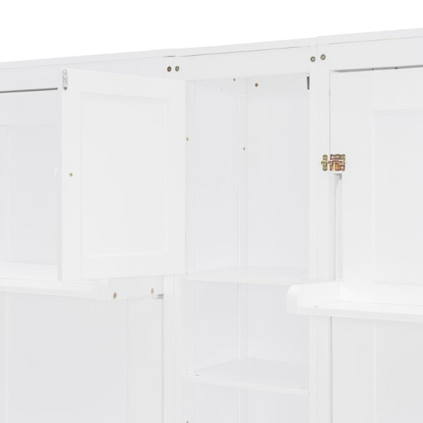 English Elm Twin Over XL Bunk Bed with Built-In Shelves and Guardrail Basket for Kids White 109.3 L x 79.6 W x 83.1 H N820S00058K-2