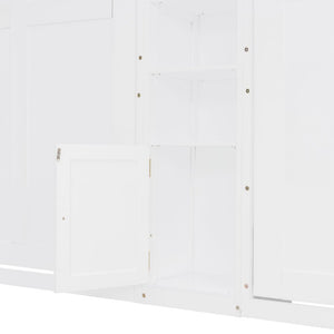 English Elm Twin Over XL Bunk Bed with Built-In Shelves and Guardrail Basket for Kids White 109.3 L x 79.6 W x 83.1 H N820S00058K-2