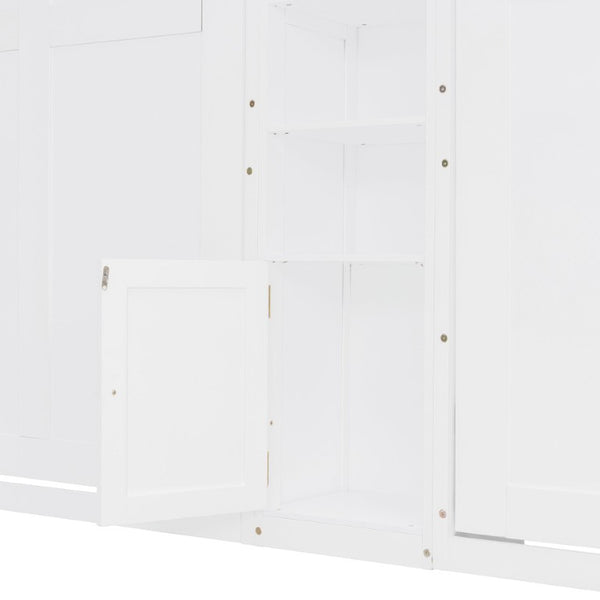 English Elm Twin Over XL Bunk Bed with Built-In Shelves and Guardrail Basket for Kids White 109.3 L x 79.6 W x 83.1 H N820S00058K-2