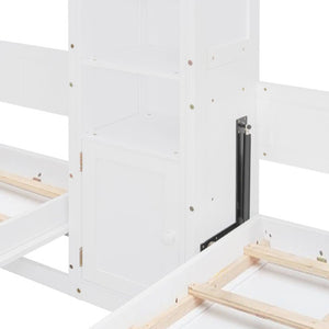 English Elm Twin Over XL Bunk Bed with Built-In Shelves and Guardrail Basket for Kids White 109.3 L x 79.6 W x 83.1 H N820S00058K-2