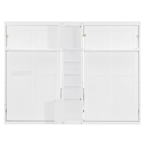 English Elm Twin Over XL Bunk Bed with Built-In Shelves and Guardrail Basket for Kids White 109.3 L x 79.6 W x 83.1 H N820S00058K-2