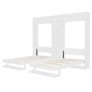 English Elm Twin Over XL Bunk Bed with Built-In Shelves and Guardrail Basket for Kids White 109.3 L x 79.6 W x 83.1 H N820S00058K-2