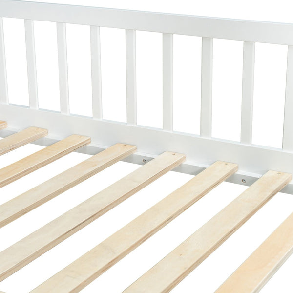English Elm Full Over Bunk Bed Playhouse Design with Staircase Storage and Open Shelving for Kids White+Mint Green N820S00084F
