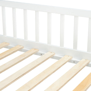 English Elm Full Over Bunk Bed Playhouse Design with Staircase Storage and Open Shelving for Kids White+Pink N820S00084K