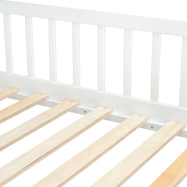 English Elm Full Over Bunk Bed Playhouse Design with Staircase Storage and Open Shelving for Kids White+Pink N820S00084K