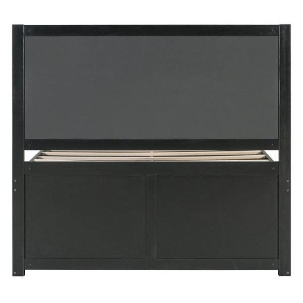 English Elm Full Upholstered Platform Bed with Pet Nook Channel Tufted Velvet Headboard Black N820S00085B