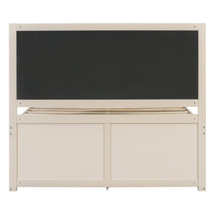 English Elm Queen Platform Bed with Pet Nook Arched Frame and Channel Tufted Velvet Headboard Beige N820S00086A