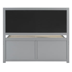 English Elm Queen Platform Bed with Pet Nook Arched Frame and Channel Tufted Velvet Headboard Light Gray N820S00086E