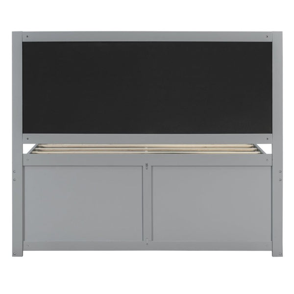 English Elm Queen Platform Bed with Pet Nook Arched Frame and Channel Tufted Velvet Headboard Light Gray N820S00086E