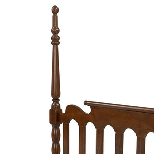 English Elm Queen Platform Bed Spindle Headboard with Trundle and Two Under Storage Drawers Walnut N820S00092D